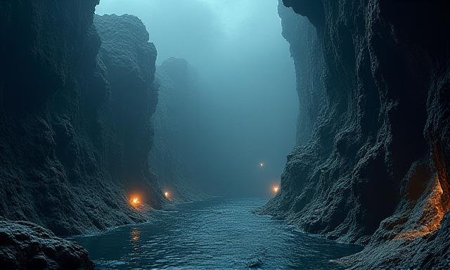 Deep sea high pressure environment illustration